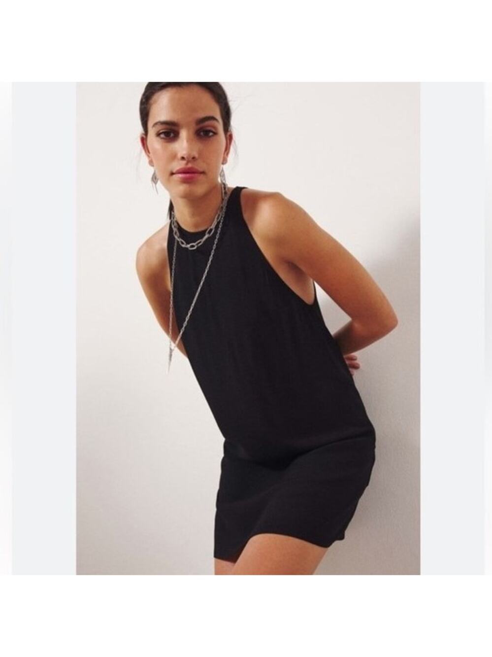 Ba&sh Robe Fiam Lady Dress Black Size Large 3 Medium Sleeveless Halter